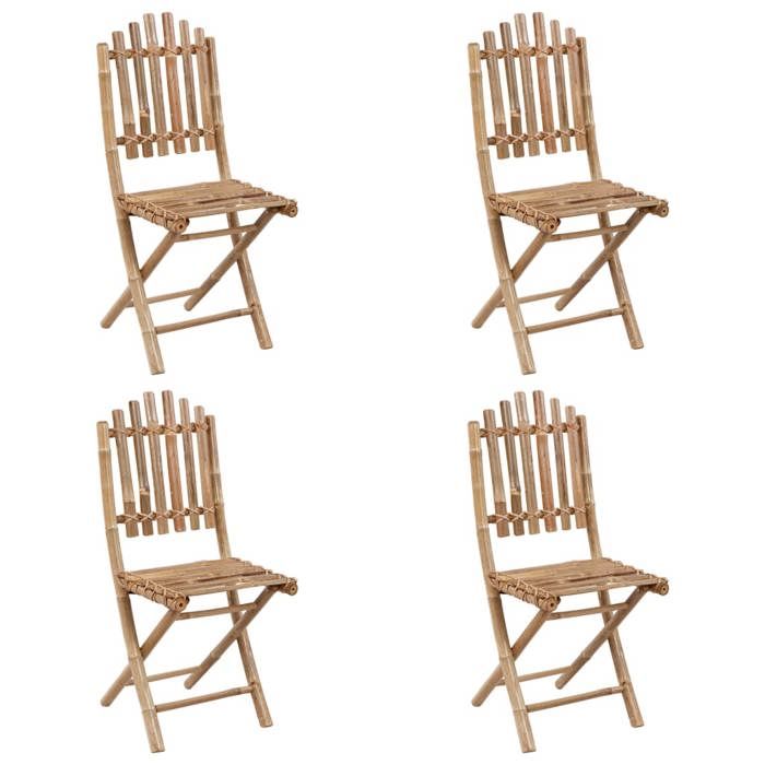 Ensemble à manger d'extérieur - vidaXL - 5pcs - Pliable - Résistant à l'eau - Bambou