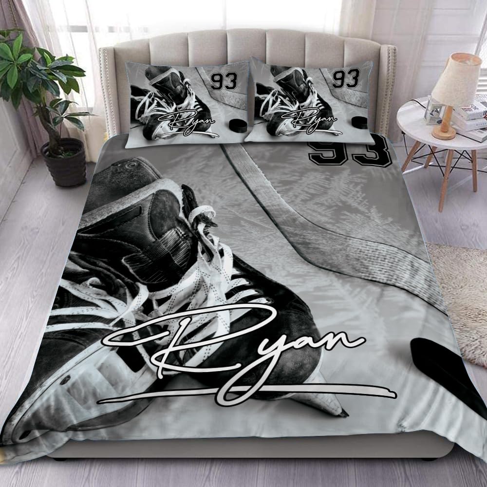 Comforter Ice Hockey Bedding Set Twin Size Kids Ice Sports Games Comforter Set For Boys Girls Teens Hockey Player