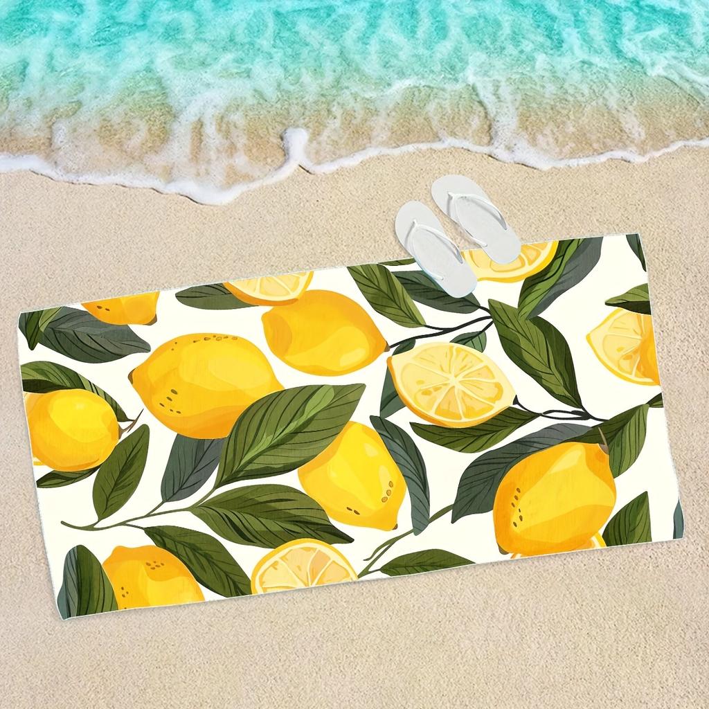 Lemon Fruit Beach Towel Absorbent Quick Dry Bath Towel for Travel Pool Swim Fresh Summer Kitchen Theme Shower Blanket