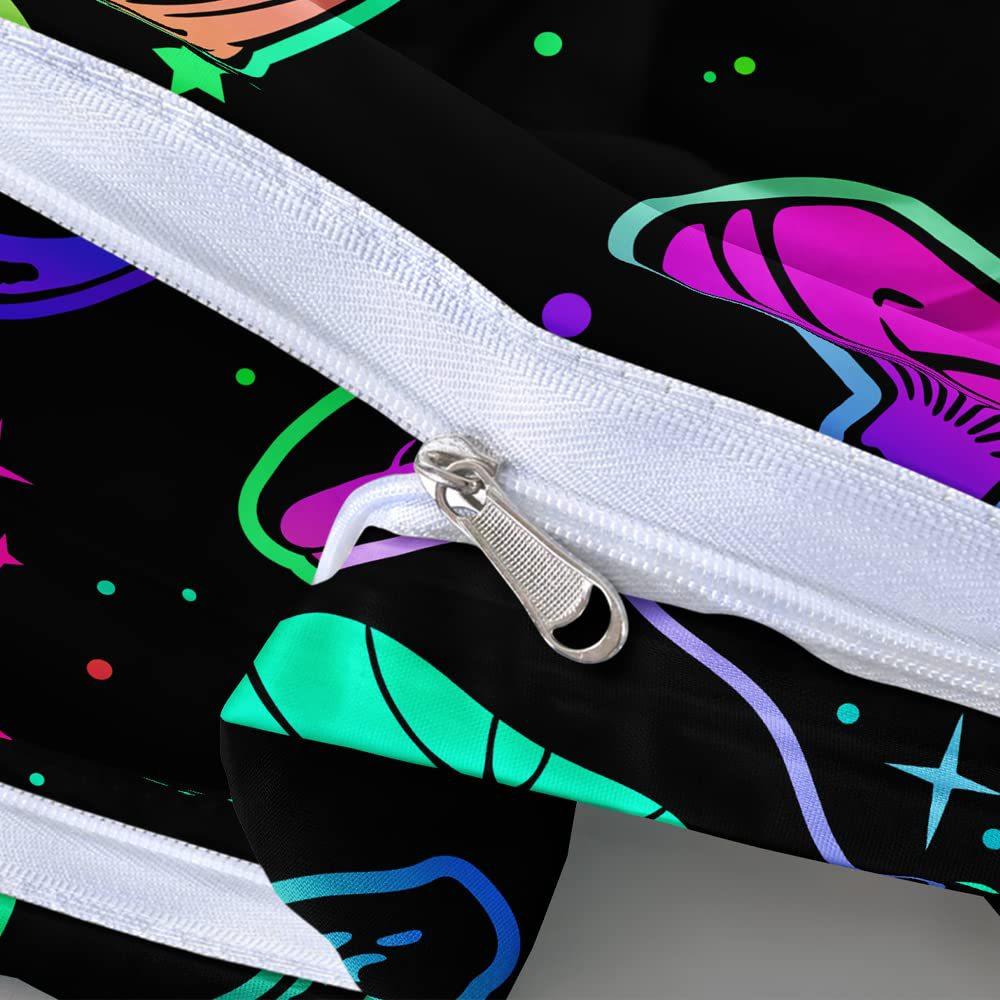 Psychedelic Mushroom Three-Piece Quilt Cover 3D Digital Printing Bedding Set Color Bed Cover