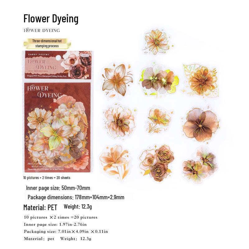 Sugar Poem Retro Floral Coffee-Scented Waterproof Sticker Pack for Journals, Phones & Collage.