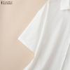 ZANZEA Women Casual Turn Down Collar Loose Floral Print Half Sleeve Blouse