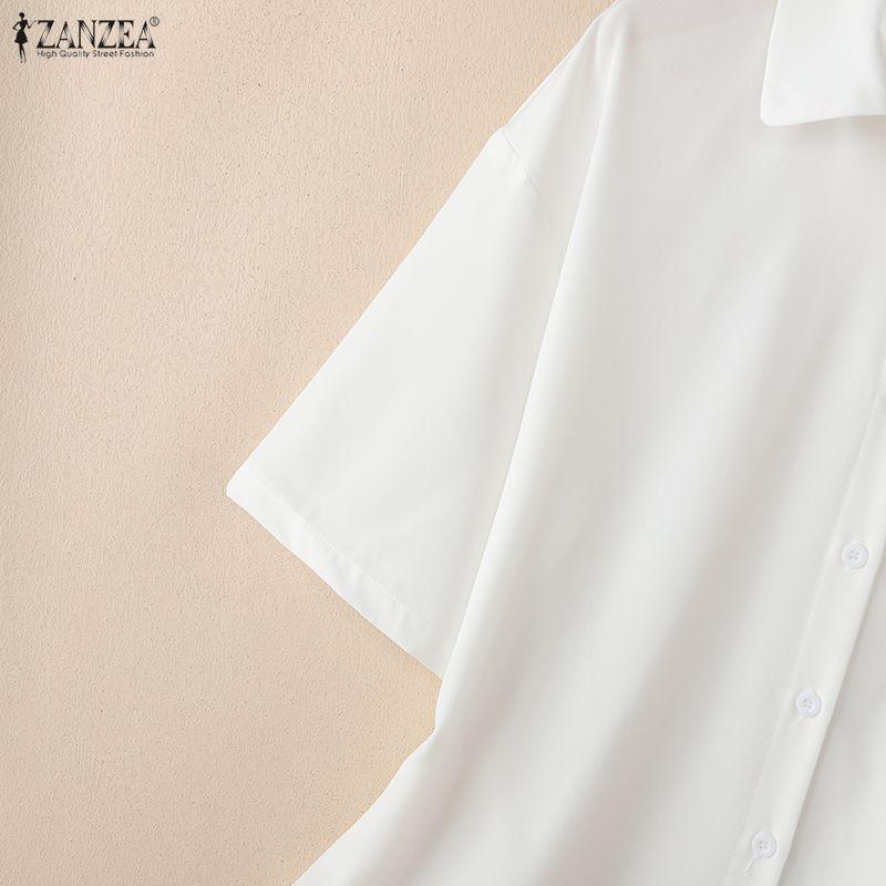 ZANZEA Women Casual Turn Down Collar Loose Floral Print Half Sleeve Blouse