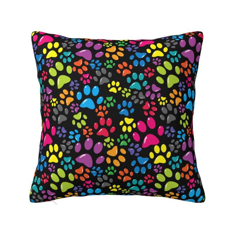 Colorful Animal Footprint Dog Paw Prints Cushion Cover cm Velvet Throw Pillow Case for Living Room Bedding Sofa Pillowcase