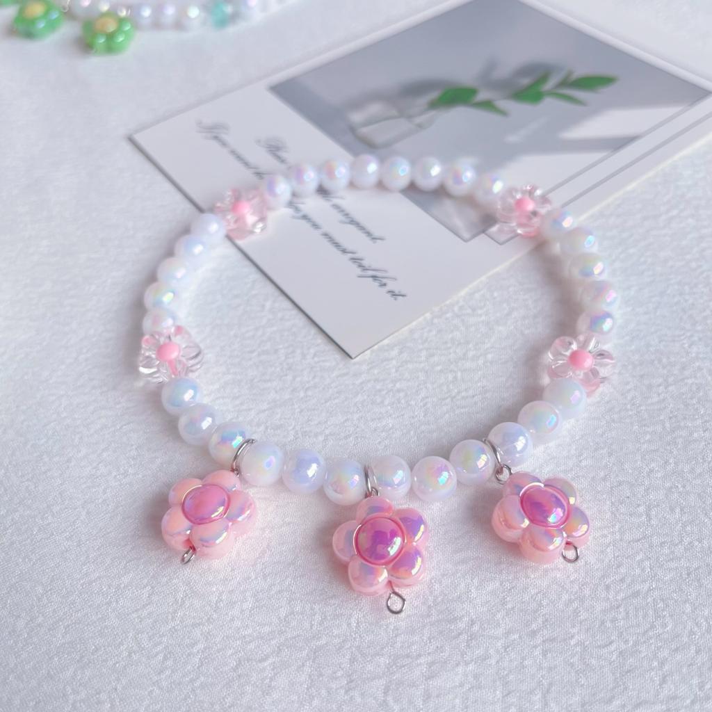 Dream Garden Series Pet Pearl Necklace Flower Pendant Collar Stretch Neck Accessories Pet Cat