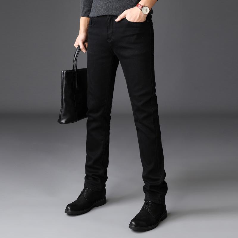 Men's Slim-Fit Black Elastic Jeans - Versatile and Stylish Youth Pencil Pants