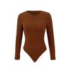 Women's Solid Color Casual Fashion Solid Color Wavy Collar Long Sleeve Slim-fit One-piece Top