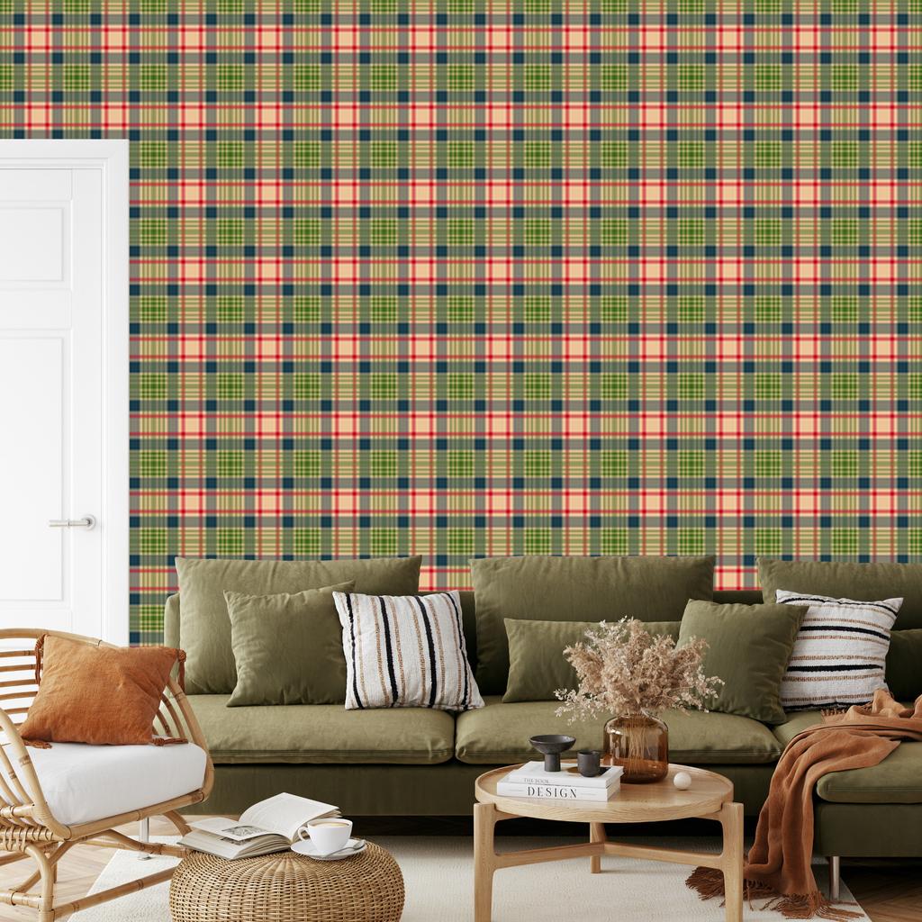 Christmas Autumn Plaid Wallpaper Brown and Orange 50x1000
