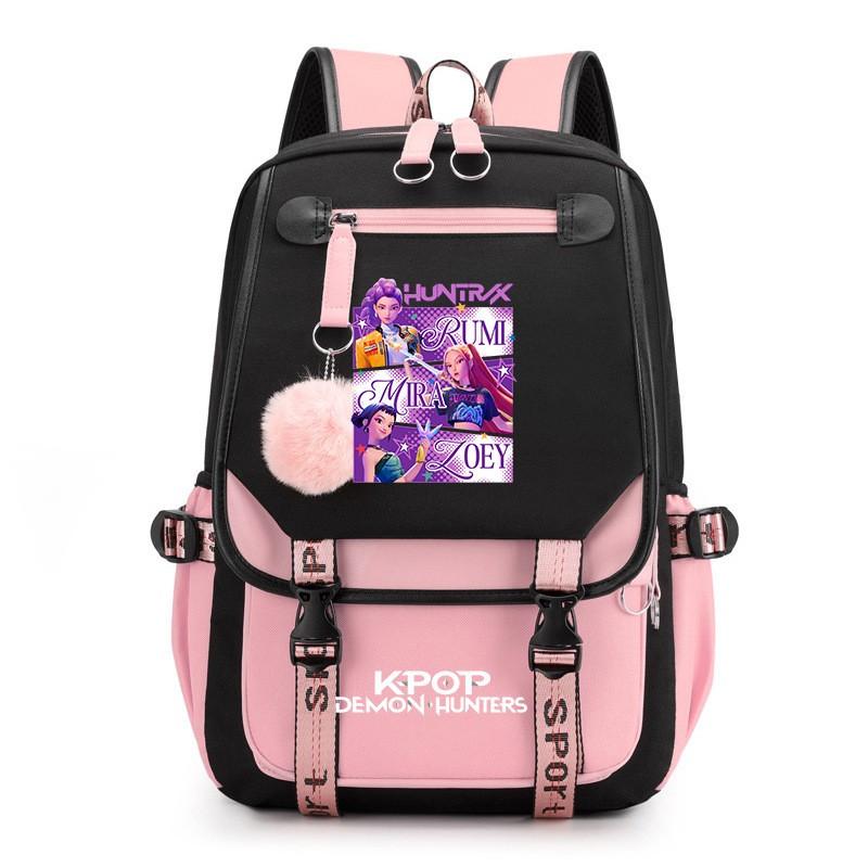 K-pop Inspired Anime Girl Group Backpack Students Teens School Use Lightweight Oxford Fabric With USB Port Padded Straps