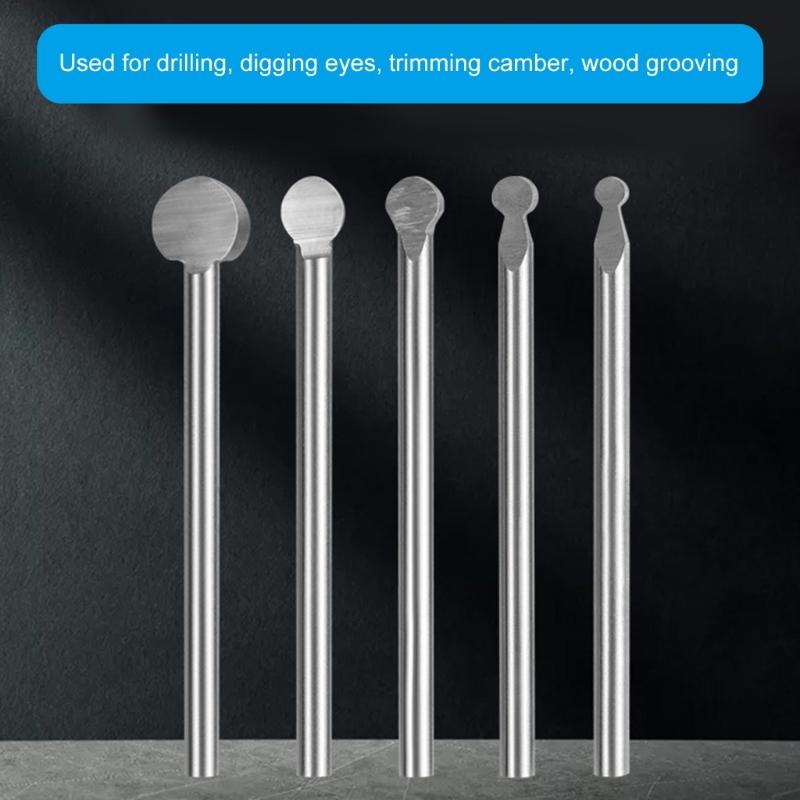 2 Stück Holzschnitzbohrer 3/4/5/6/8mm Weißstahl Gravierbohrer-Set Stahl Wurzel Fräsen Schleifer Fräser Schnitzwerkzeug