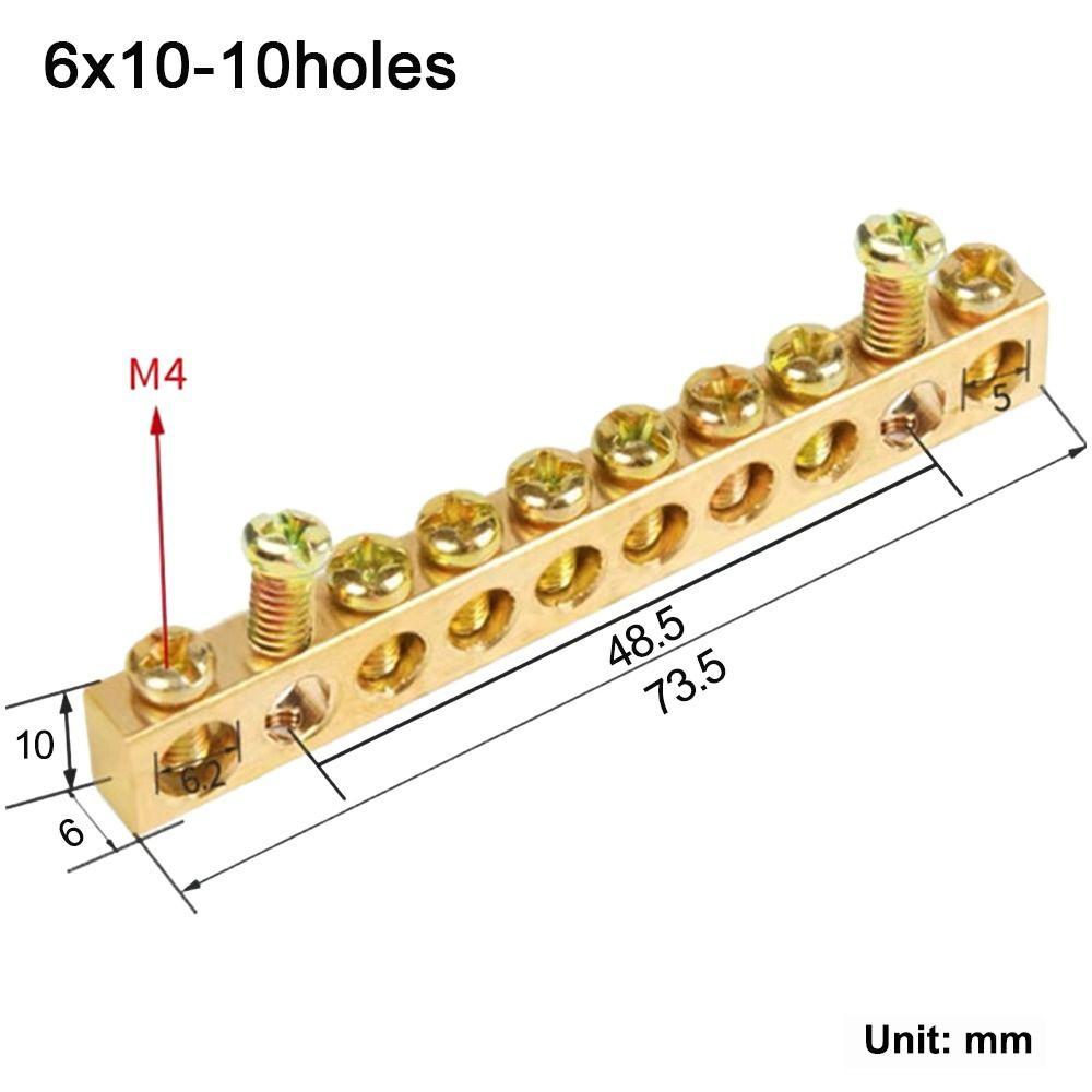 Multi-specification Wire Connector With Hole Screw Brass Connection Row  Electrical