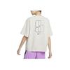 Nike Sabrina Pattern Print Ribbed Round Neck Loose Basketball Short Sleeve T-Shirt Women T-Shirts Ivory FJ2701-072