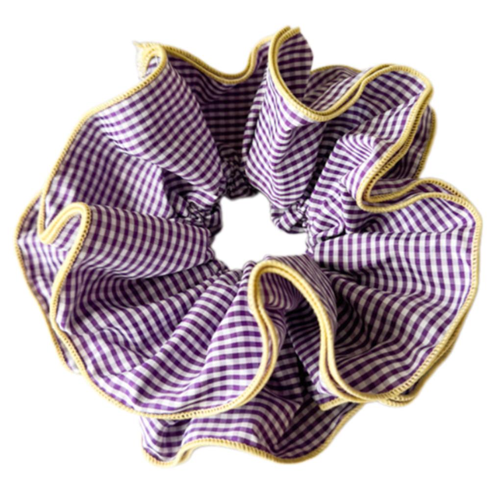 Fashionable Plaid Ruffles Double Layer Scrunchies for Women Retro Korean Oversized Pleated Hair Ties Hair Decoration
