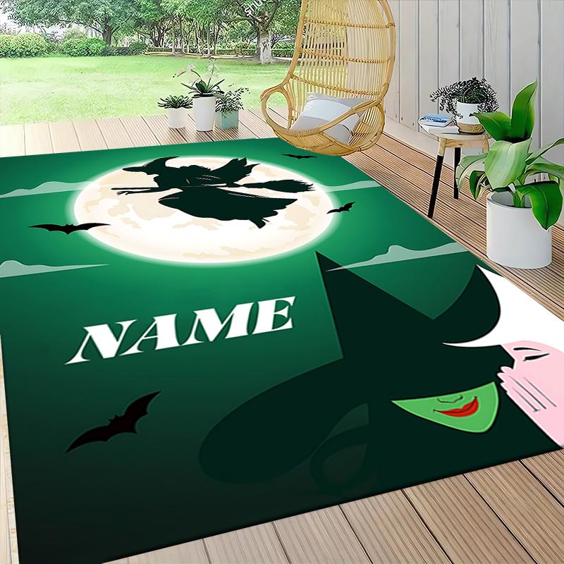 Custom Name Halloween Witch Night Carpet Rug Customizable Soft Washable Anti-Slip Home Living Room Sofa Mats Personalized Rug. 0909332