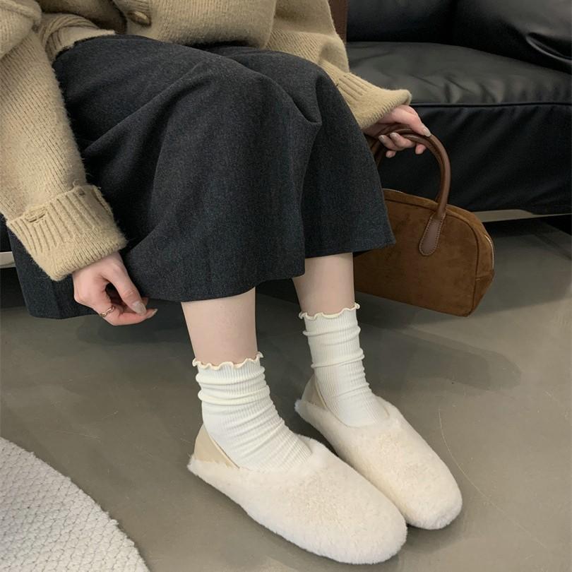 2025 Mao Mao shoes female winter wear warm and velvet one pedal bean shoes fairy foot lazy cotton shoes