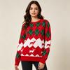 European, American autumn and winter men's and women's Christmas sweaters to map custom diamond elk jacquard loose jumper knitted sweater