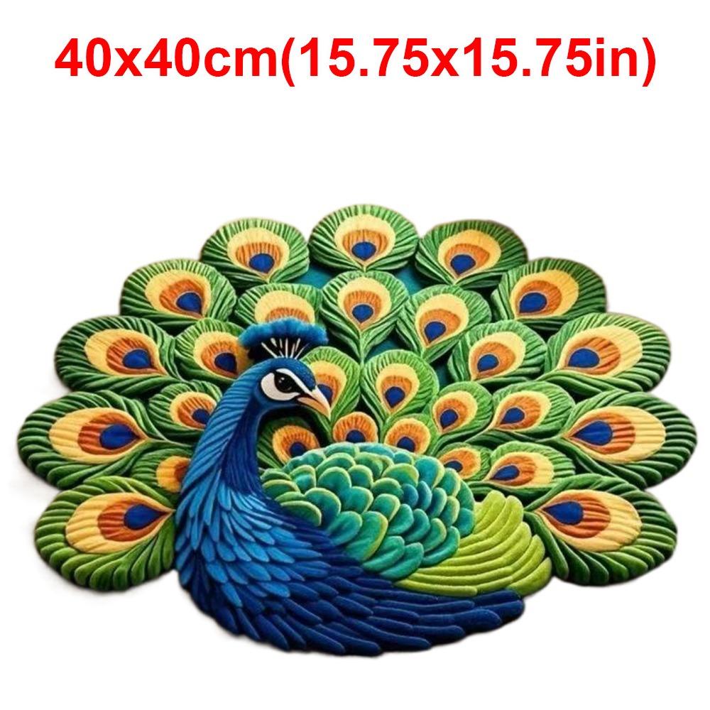 Soft Peacock Carpet Non-slip Bathroom Floor Mat Portable Blanket  for Living Room Tea Table Bedside