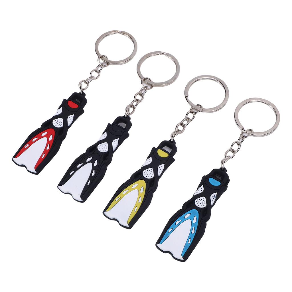 4pcs Silicone Dive Fin Keychains Decorative Scuba Diving Flippers Keyrings Diving Keepsake Present