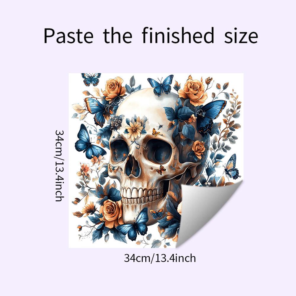 Smiling Skull Halloween With Flower Butterfly Stickers For Lounge Decor Area
