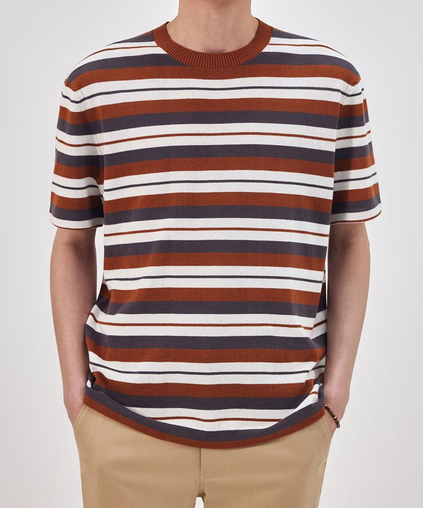 THEKNITCOMPANY Orea Stripe Crewneck - Ochre Orange