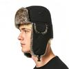 Russian Ushanka Winter Hat Mens Military Pilot Cap with Ear Muffs Windproof Cold Weather Army Style Aviator Fur Hat