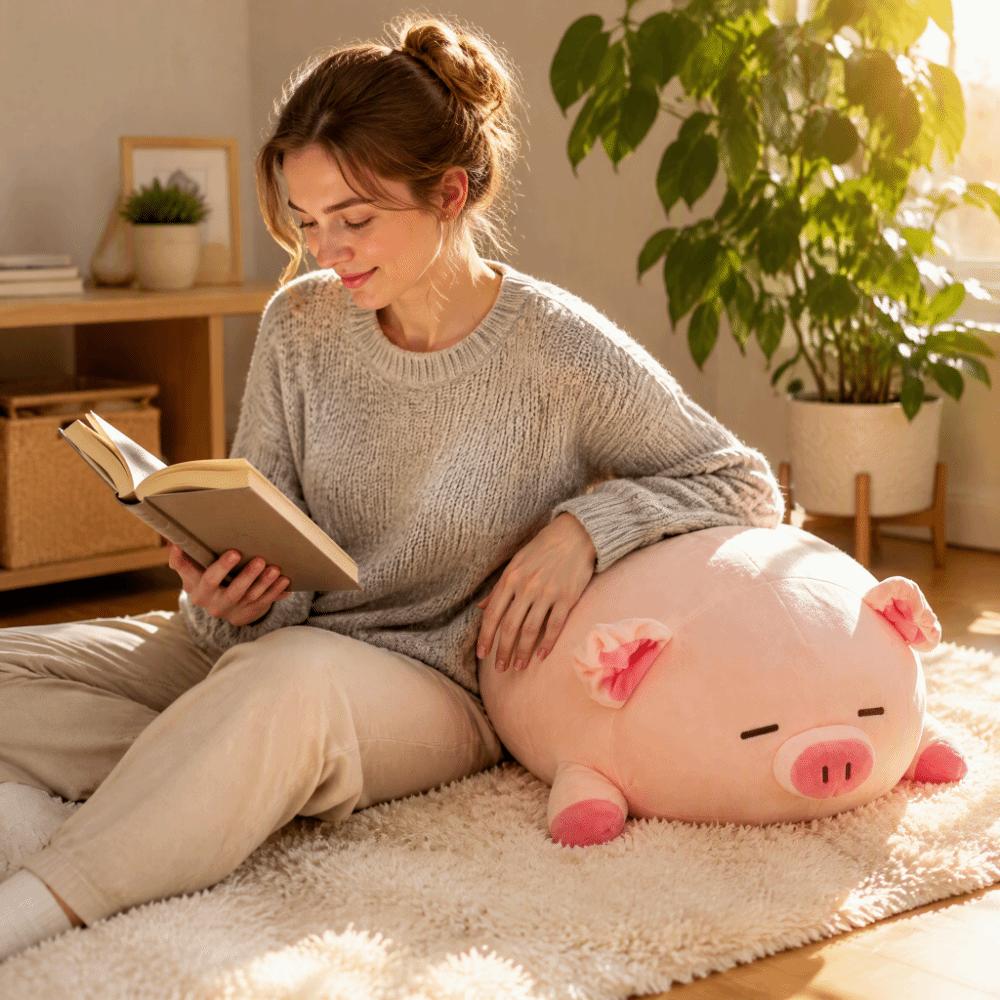 Huggable Plush Pig Toy Lying Design Lying Pig Plush Soft Stuffed Pig Doll For Kids