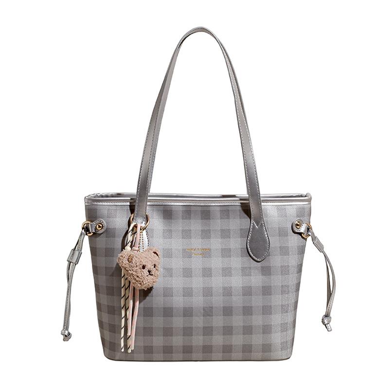 Fashion Commuter Large-capacity Bag Women's New Popular Plaid Shoulder Bag Going Out To Work Portable Tote Bag