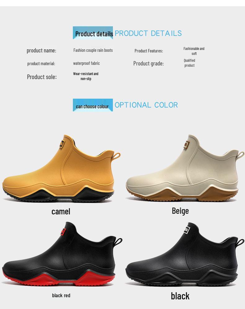 2025 Women's Cross-Border Fashion Waterproof Rain Boots - Short Tube, Off-Road, Thick-Soled, Lightweight Rubber Overshoes