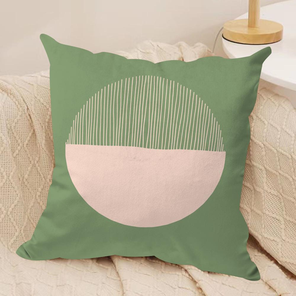 Bohemia Green Classic Cushion Cover Silky Short Plush Double-Sided Printed Pillow Case for Sofa All Seasons Home Decor Gift