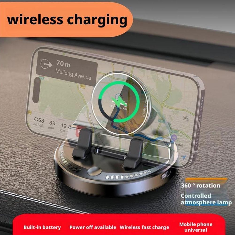 Wireless Charging Car Phone Holder Dashboard Mount With Strong Suction Cup 360° Rotatable For IPhone Samsung Smartphones