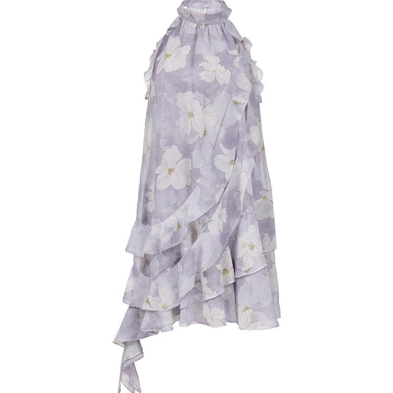 

ONLY Women s Halter Neck Ruffle Hem Floral Mini Dress S