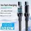 120W Dual Type-C Fast Charging Cable with Smart Display for Apple 15/16 & Huawei Phones