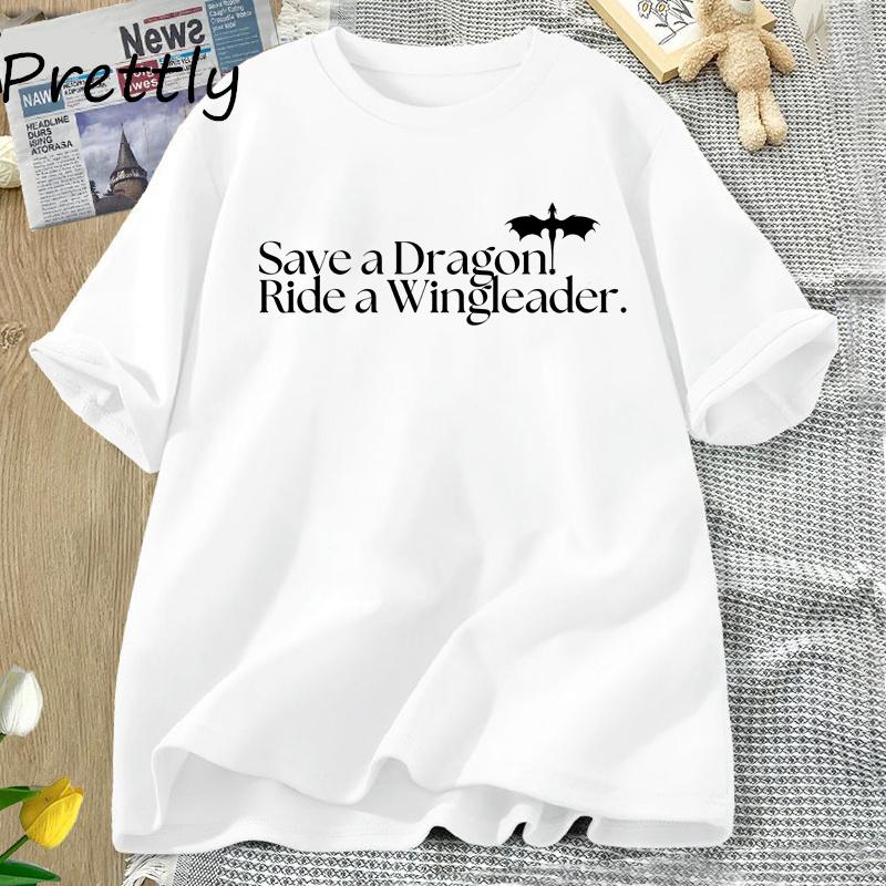 Save A Dragon Ride A Wingleader Tshirt Fourth Wing T-shirt Harajuku Basgiath War Graphic T Shirts Cotton Tees Woman Clothing