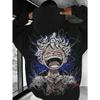Übergroßes Unisex Anime One Piece Monkey D. Luffy Print Hoodie Herrenbekleidung Sweatshirt Herbst Y2k Baumwolle Damen Langarm Tops