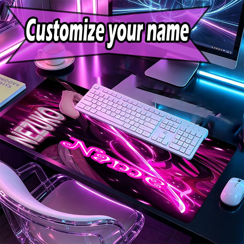 Custom Name Personalized Demon Slayer Pattern Mousepad, Laptop PC Desk Mat, Decorative Desk Mat for Home Keyboard Pad Gift