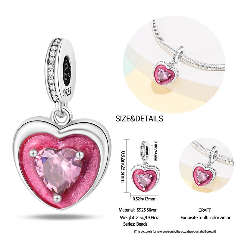 New Copper Bow Star Love Pink Series Charm Beads Suitable For 3Mm Original Bracelet Diy Fashion Jewelry Gift