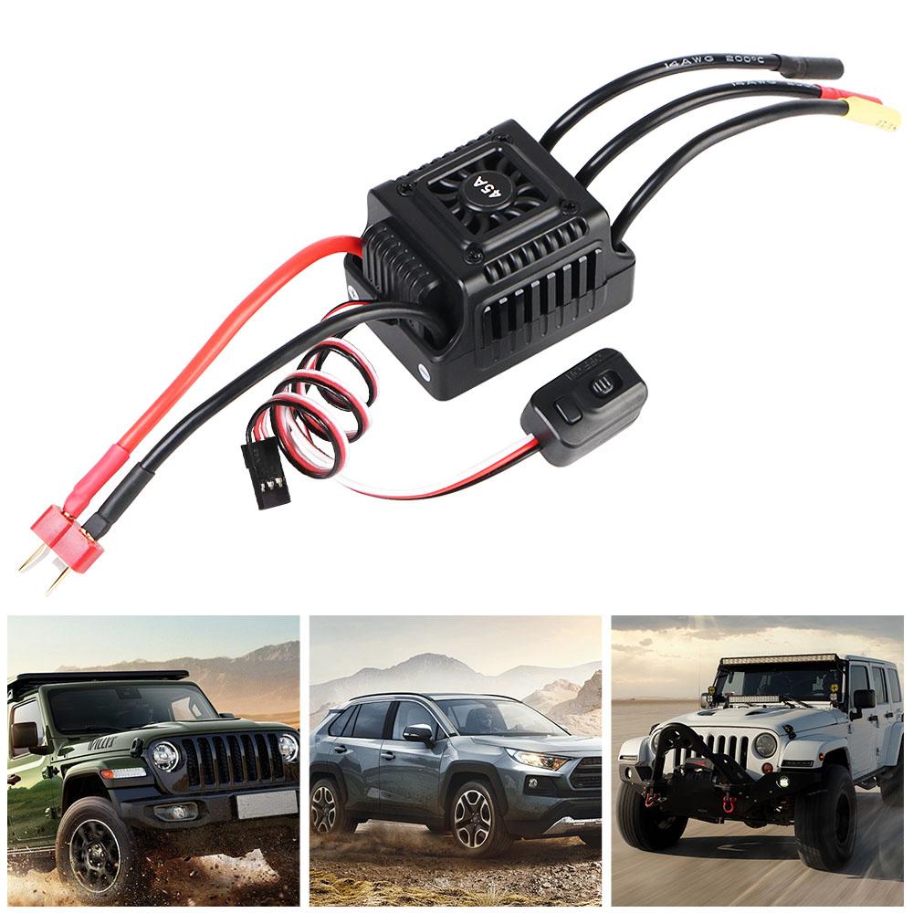 

Для 1/10 RC Off-road Car Crawler Monster Buggy Truck On-road Part Водонепроникний 45A 5.85V/3A Безщітковий ESC Електричний регулятор швидкості T/XT60 ESC BEC 2-3S T Red