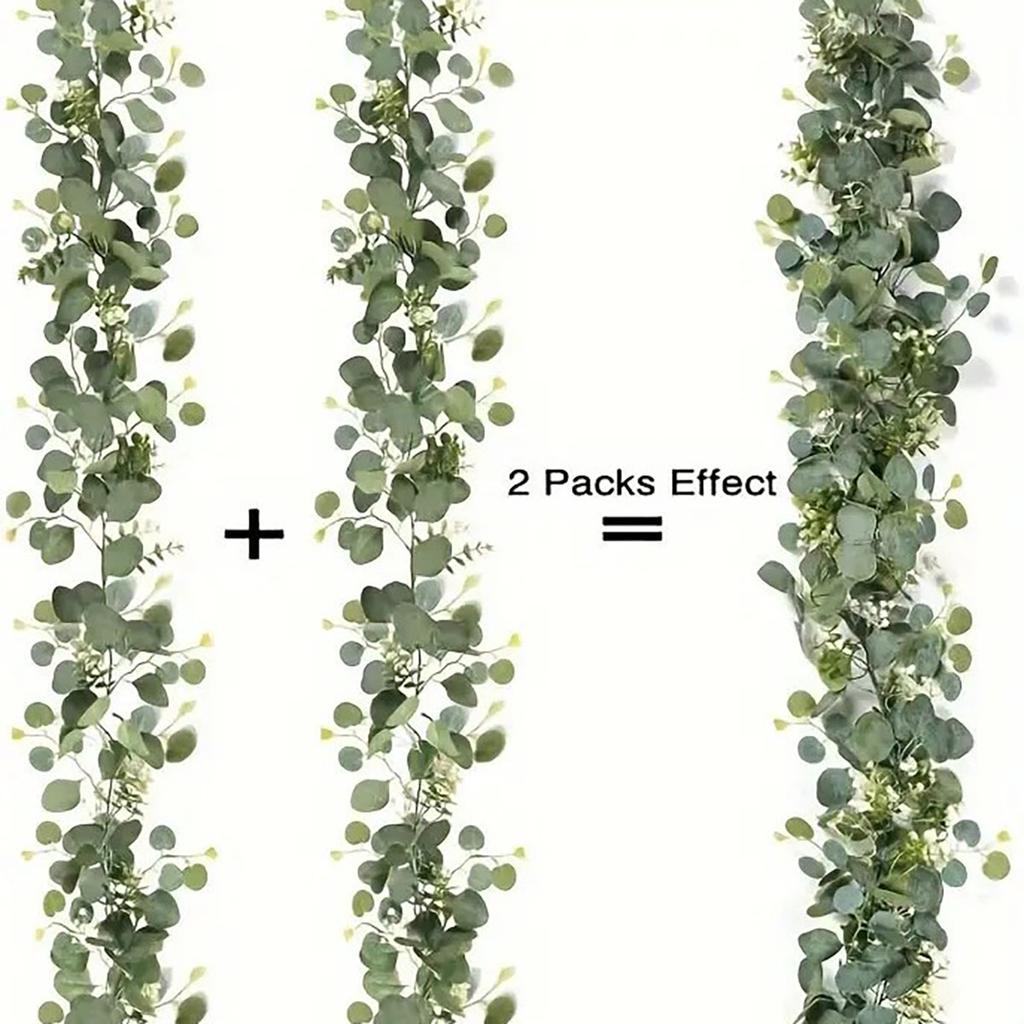 1pc Künstliche Eukalyptusblätter Grün Girlande Faux Pflanze Frühling Reben mit Weiß Blumen Beeren für Hochzeit Home Party Deco