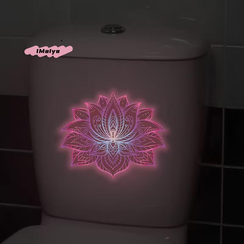 Autocollants de Toilette Lotus M-Glow-In-The-Dark Amovibles Auto-adhésifs Décoration de Salle de Bain Autocollants Muraux Autocollant de Décoration Intérieure
