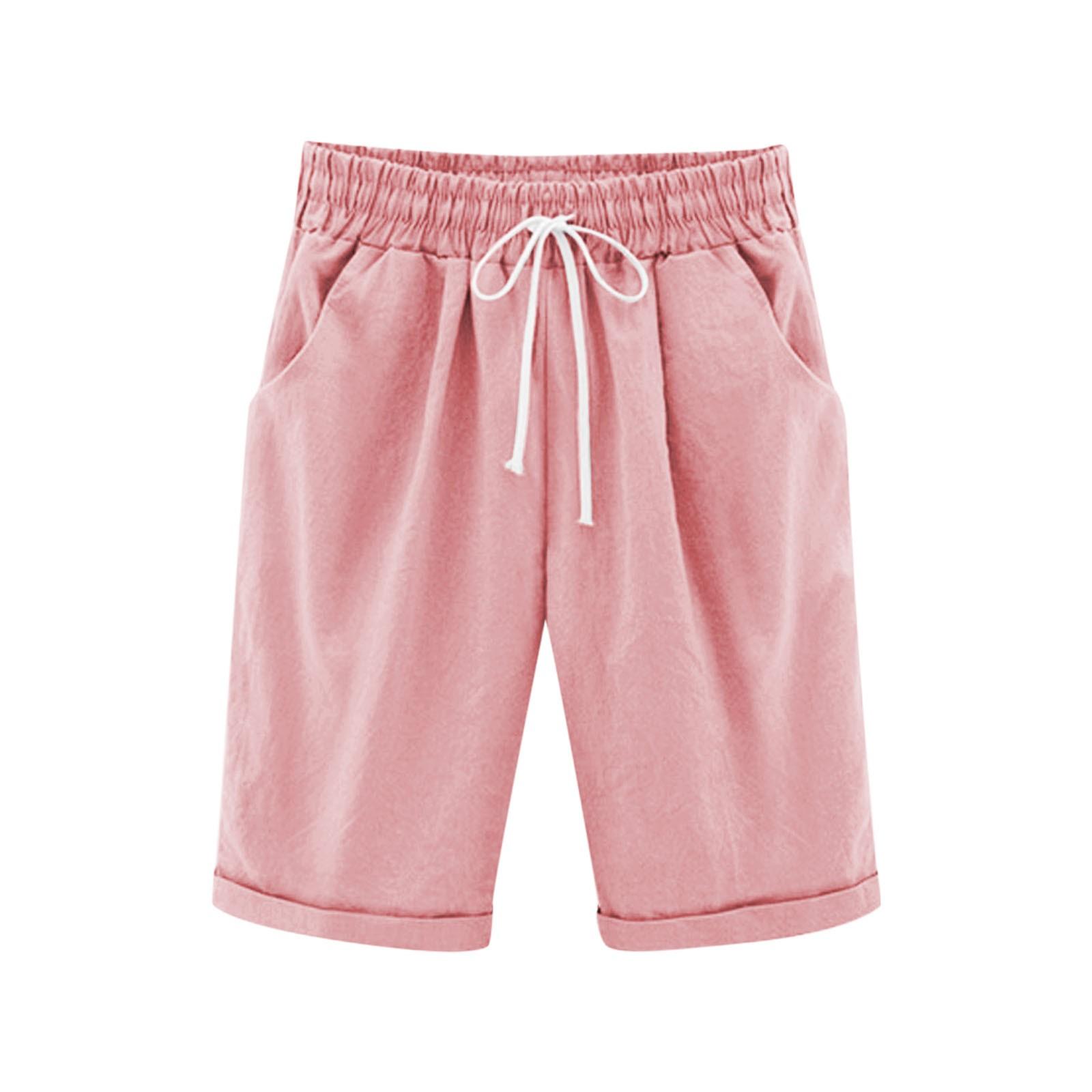 

Summer Boys And Girls Color Pull Rope Elastic Belt Pocket Casual Sports Five Minute Pants 140 розовый