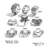 Vintage Distressed Butterfly Snake-shaped Ring Set - Multi-jointed Open-ended Set Ring Set