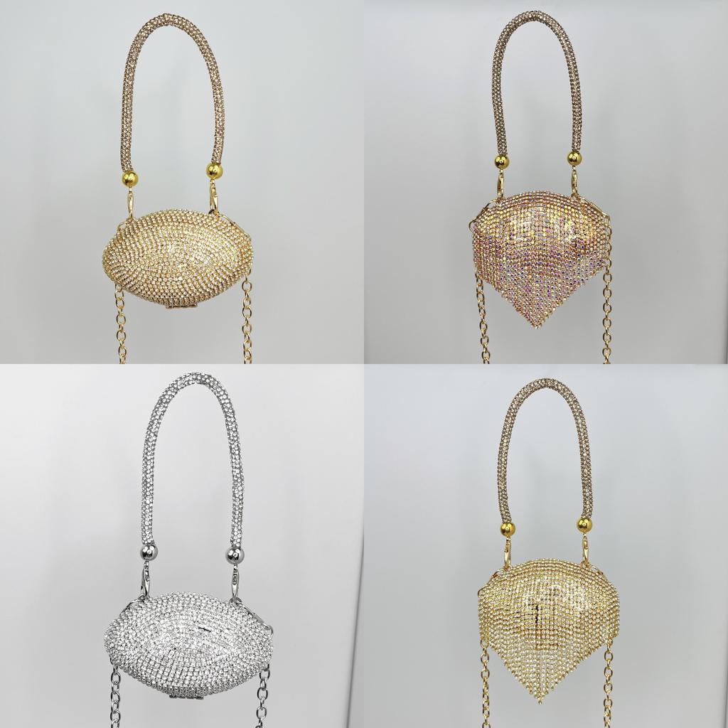 Metal Mini Shell Bag With Glitter Fringe And Magnet Closure For Daily Fashion