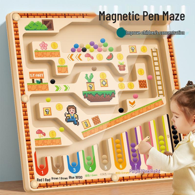 Children’s Magnetic Bead Maze Toy - Focus, Logical Thinking, Color Sorting, Early Education