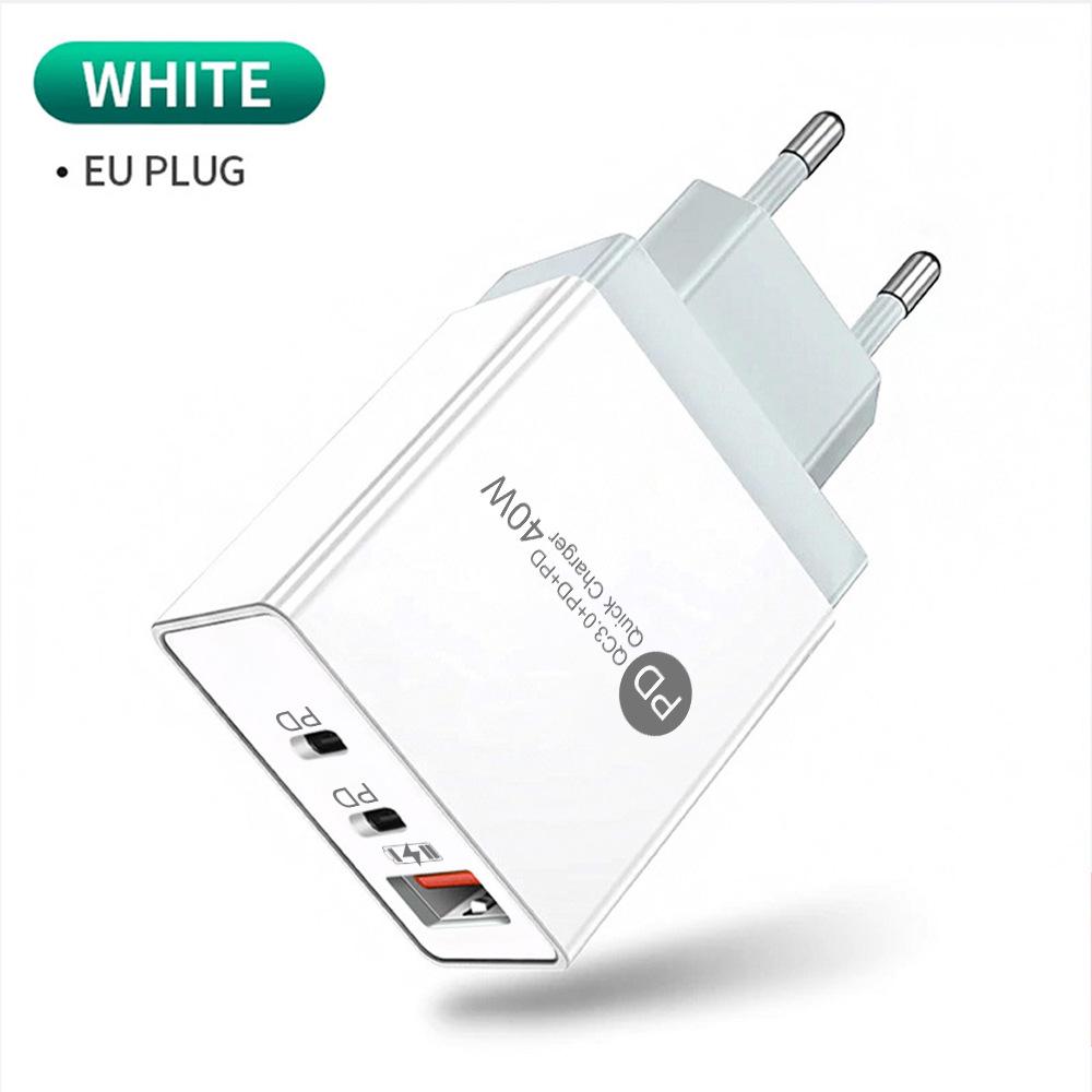 PD33W GaN QC3.0 Multi-Port Fast Charger, European Standard, 9V/12V Compatibility.