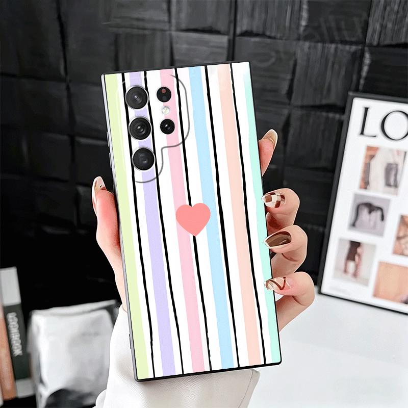 

Rainbow Gradient Love Desgin Soft Phone Case for Samsung Galaxy S26 S25 Edge S24 Ultra S23 Plus S22 S21 FE S20 Black Cover Back Samsung S25 Plus