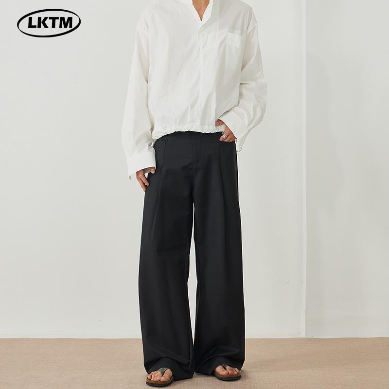 

LKTM Unisex High-End Wide Leg Double Pleated Western Trousers with 3D Pocket 2XL (150-165 jin) чорний
