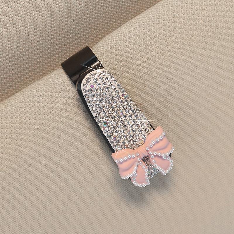 

Милый органайзер на солнцезащитный козырек автомобиля с бантом, держатель для солнцезащитных очков, кронштейн со стразами, портативный зажим для солнцезащитных очков, кристальный зажим, аксессуары для украшения