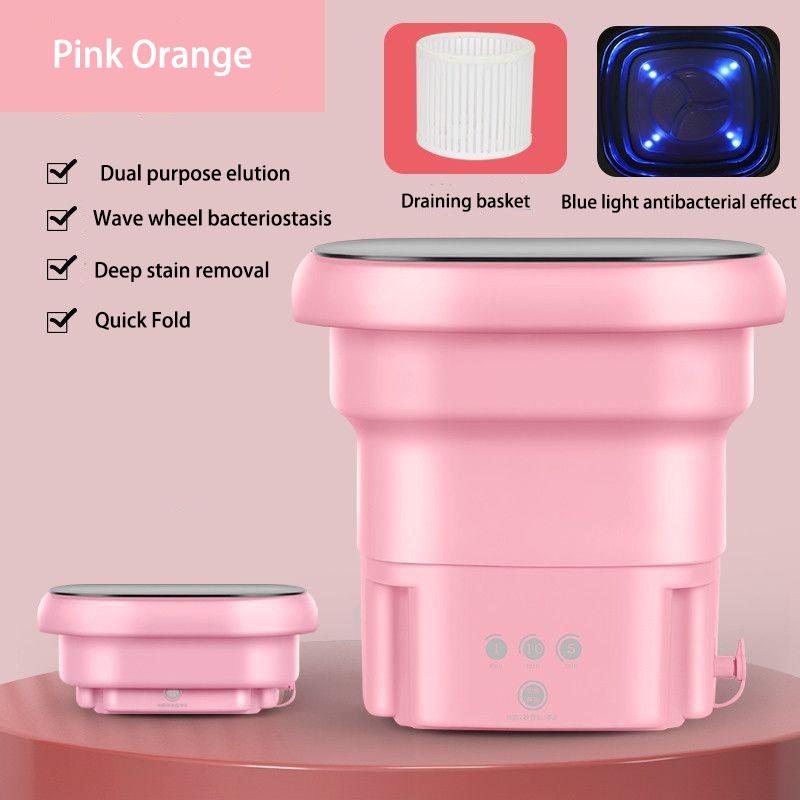 Портативная складная стиральная машина, сушильная машина, сушилка для одежды, носков, мини-стиральная машина, центрифужная стиральная машина для нижнего белья розовый