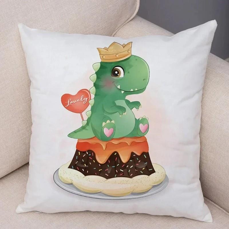 Cute Cartoon Dinosaurs Decorative Throw Pillow Pattern Cushion Cover Suitable For Sofa Bedroom Car Pillow Cover