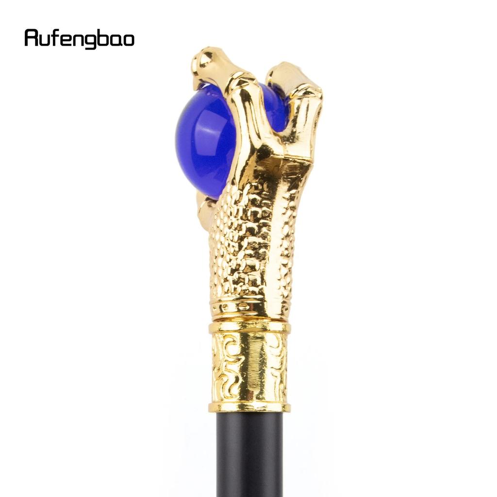 Drachenklauengriff, blaue Glaskugel, goldener Gehstock, modischer dekorativer Gehstock, Cosplay-Gehstock, Knauf, Crosier, 93 cm